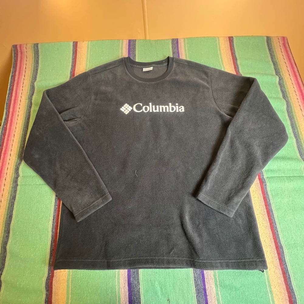 Columbia Fleece Pullover Mens XL Gray Embroidered Logo Crew Neck Hiking Gorpcore